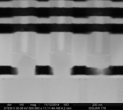 STEM section view of vertical FET - Samsung K9HQGY8S5M / K9LPGY8S1M / K9ADGD8S0A