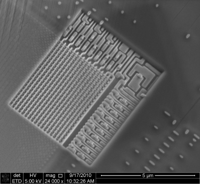 SEM tilted view of FIB local delayering