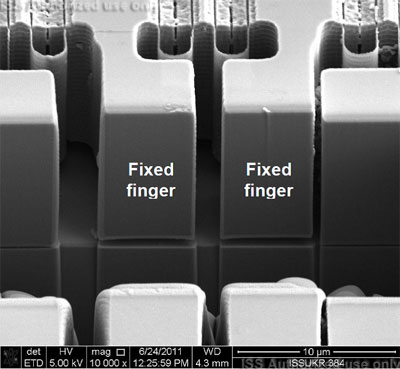 Top-down SEM view of MEMS structures